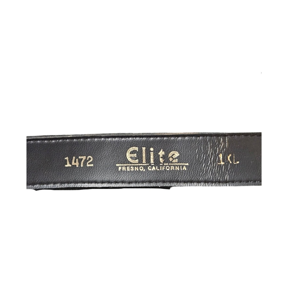 Elite Fresno California Leopard Print Calf Hair Belt Gold Hammered Buckle 1 XL - Picture 5 of 5